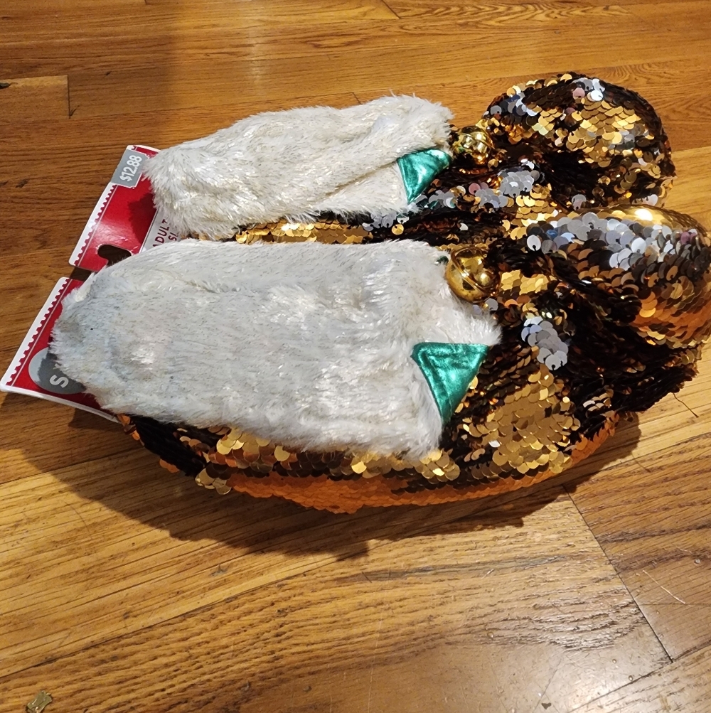Christmas Elf Sequin Slipper Shoes Gold & Silver Color Changing! S/M Fits (5-8)